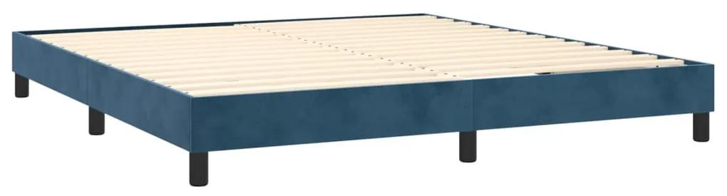 vidaXL Κρεβάτι Boxspring με Στρώμα & LED Σκ. Μπλε 180x200εκ. Βελούδινο