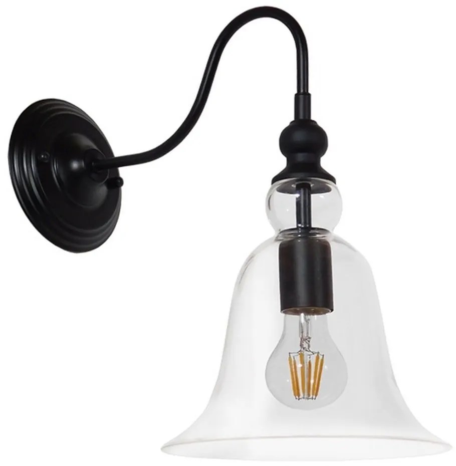Φωτιστικό Τοίχου-Απλίκα Lilly 01064 Black GloboStar Metal, Glass