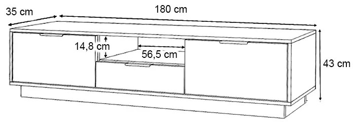 Έπιπλο τηλεόρασης Mensa Megapap χρώμα λευκό 180x35x43cm.