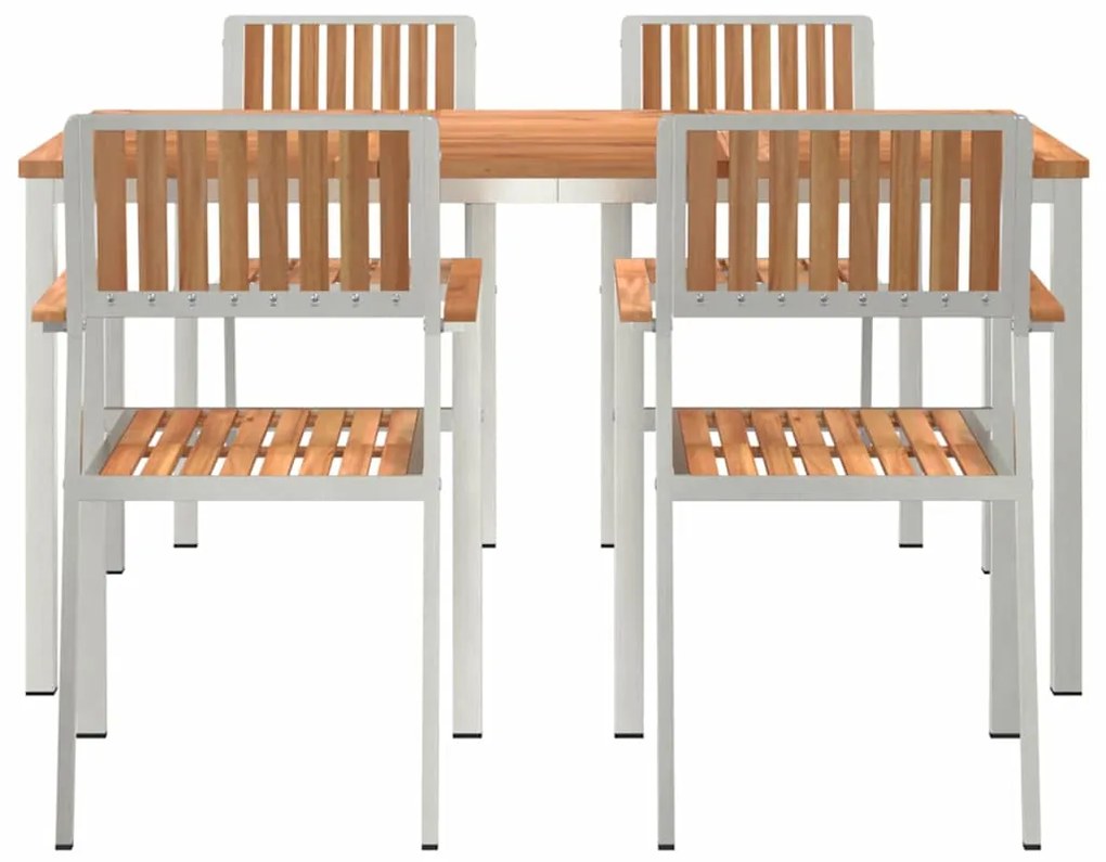 vidaXL Σετ Εξωτερικής Τραπέζης 5 pcs Καφέ Στερεό Ξύλο Τίκ