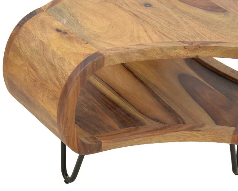 Τραπεζάκι Σαλονιού Merck απο Μασίφ Ξύλο Sheesham σε Καρυδί με Μαύρα Μεταλλικά Πόδια Φ55x38εκ. 55x55x38 εκ.