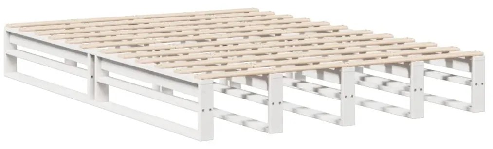 Κρεβάτι Βιβλιοθήκη Χωρίς Στρώμα Λευκό 135x190 εκ Μασίφ Πεύκο - Λευκό