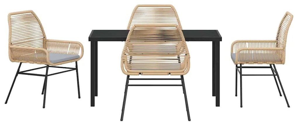 vidaXL Σέτ φαγητού για κήπο με μαξιλάρι 5 pcs Καφέ συνθετικό ρατάν