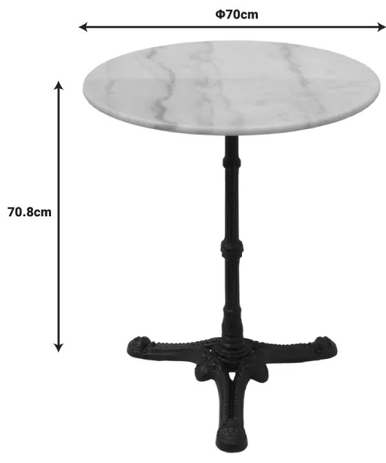 Τραπέζι μαρμάρινο Ancara pakoworld μαντέμι σε λευκή-μαύρη απόχρωση Φ70x70.8εκ