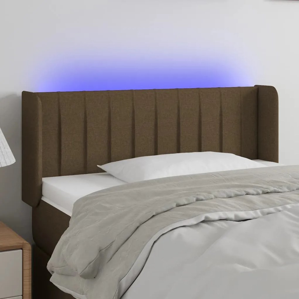 vidaXL Κεφαλάρι Κρεβατιού LED Σκούρο Καφέ 103x16x78/88 εκ. Υφασμάτινο