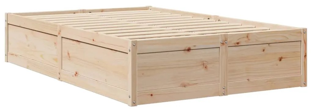 vidaXL Σκελετός Κρεβατιού Χωρίς Στρώμα 135x190 εκ Μασίφ Ξύλο Πεύκου