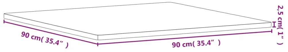 vidaXL Επιφάνεια Τραπεζιού Τετράγωνη 90x90x2,5 εκ. Μασίφ Ξύλο Οξιάς