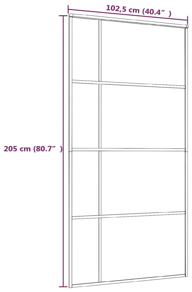 Συρόμενη Πόρτα Λευκή 102,5 x 205 εκ. από Γυαλί ESG / Αλουμίνιο - Λευκό