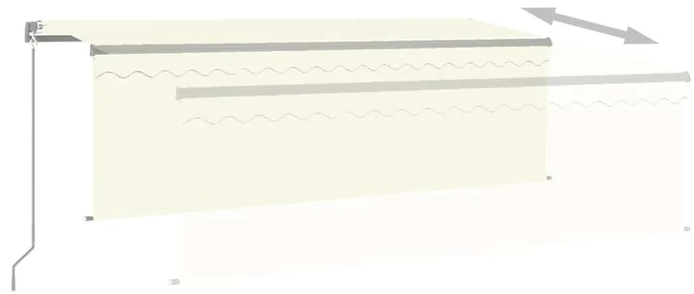vidaXL Τέντα Συρόμενη Χειροκίνητη με Σκίαστρο & LED Κρεμ 4 x 3 μ.