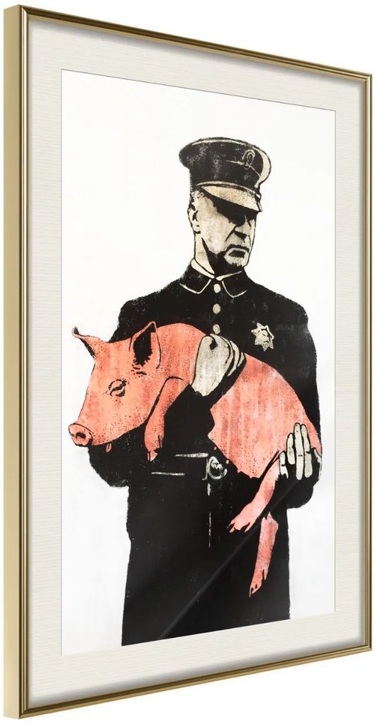 Αφίσα - Pig - 20x30 - Χρυσό - Με πασπαρτού