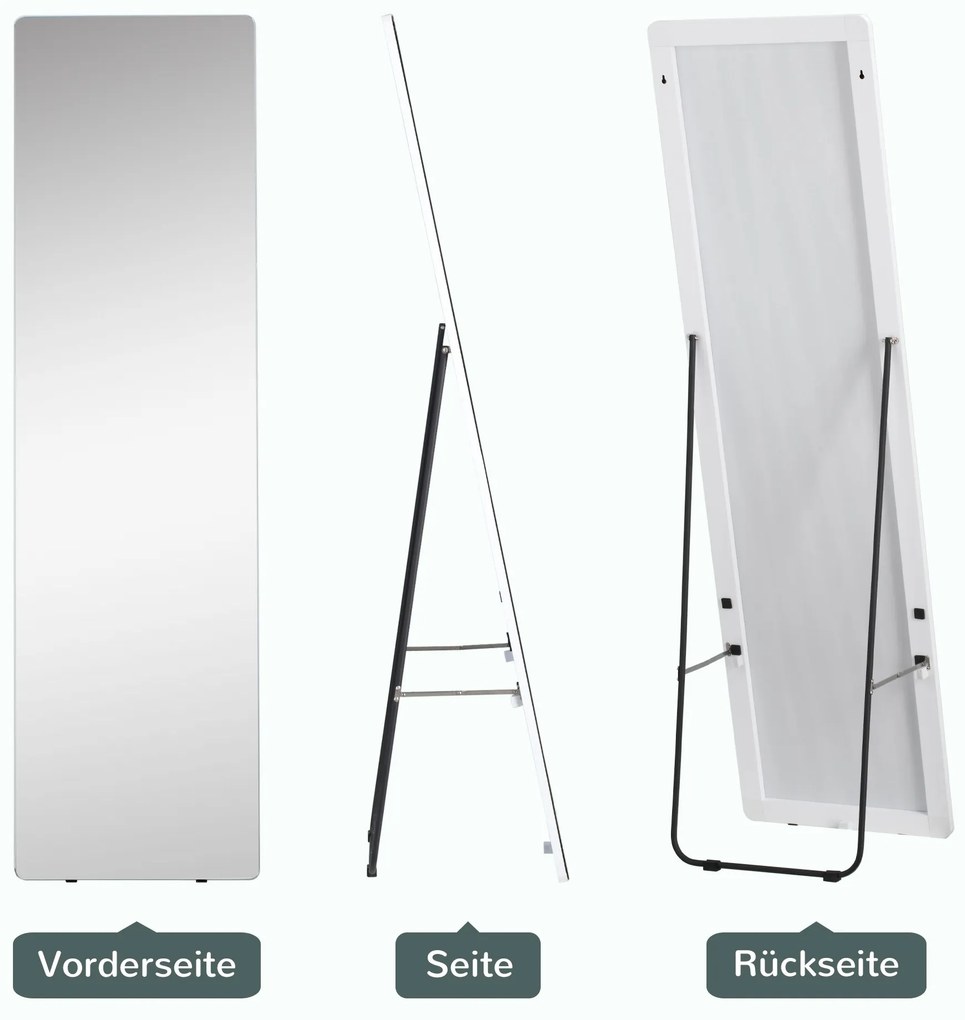 HOMCOM Επιδαπέδιος Καθρέφτης Τοίχου Ολόσωμος Καθρέφτης, Αλουμίνιο, 45 cm x 37 cm x 158,5 cm, Ασημί