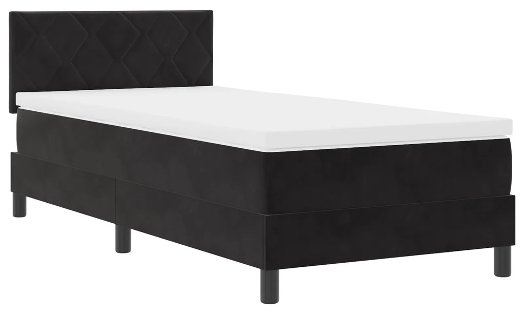 vidaXL Κρεβάτι Box Spring με Στρώμα Μαύρο 100x200 εκ Βελούδο