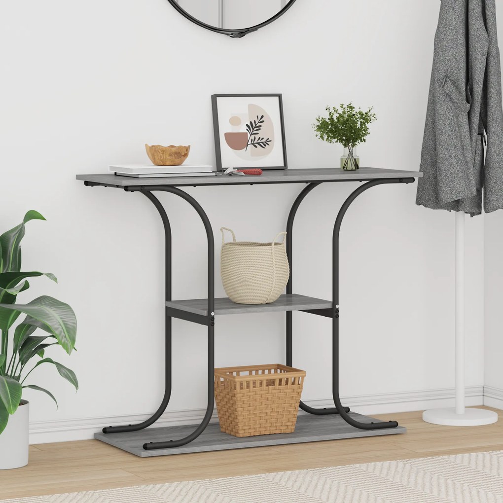 vidaXL Τραπέζι κονσόλας με ράφι Γκρι sonoma 101 x 35 x 80.5 εκ