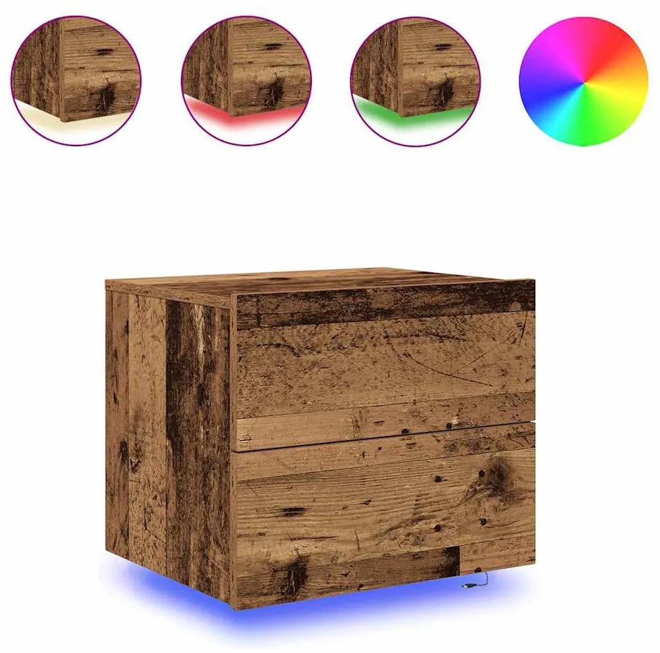 vidaXL Τοίχου κομοδίνο με συρτάρι 2 pcs Παλαιό ξύλο 50 x 39 x 41 εκ.