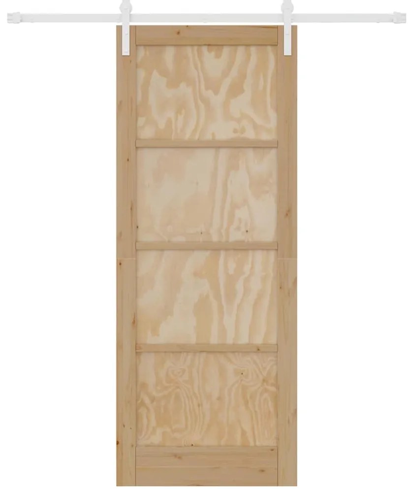 vidaXL Συρόμενη Πόρτα Καφέ 83 x 211 εκ. Στερεά ξυλεία πεύκου