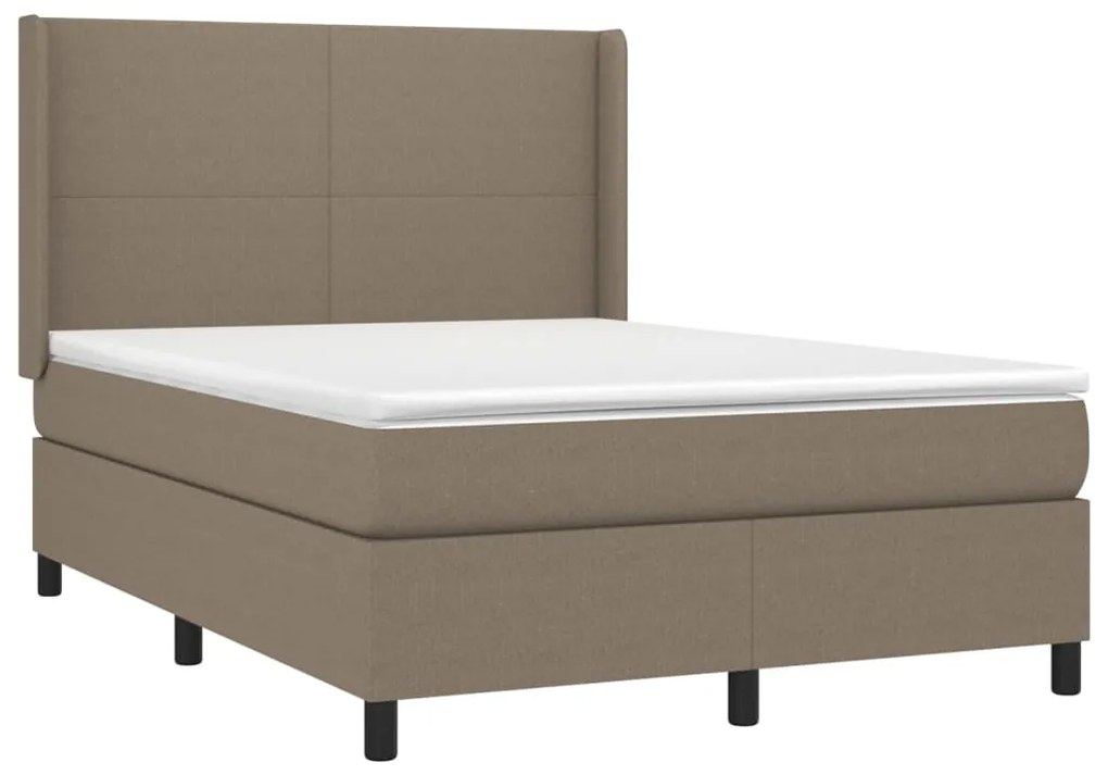 vidaXL Κρεβάτι Boxspring με Στρώμα &amp; LED Taupe 140x200 εκ. Υφασμάτινο