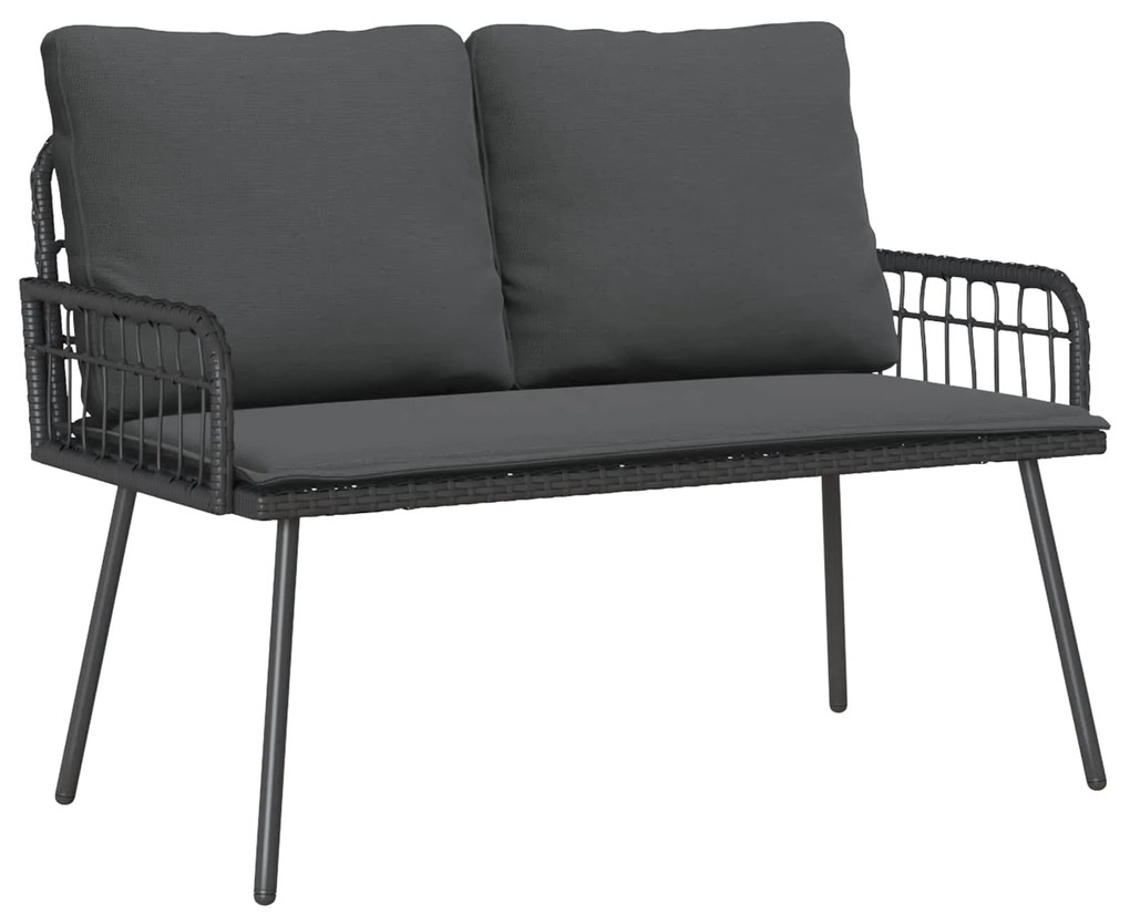 Παγκάκι κήπου με μαξιλάρι Ανθρακί 114 x 64 x 90 εκ. Ατσάλι