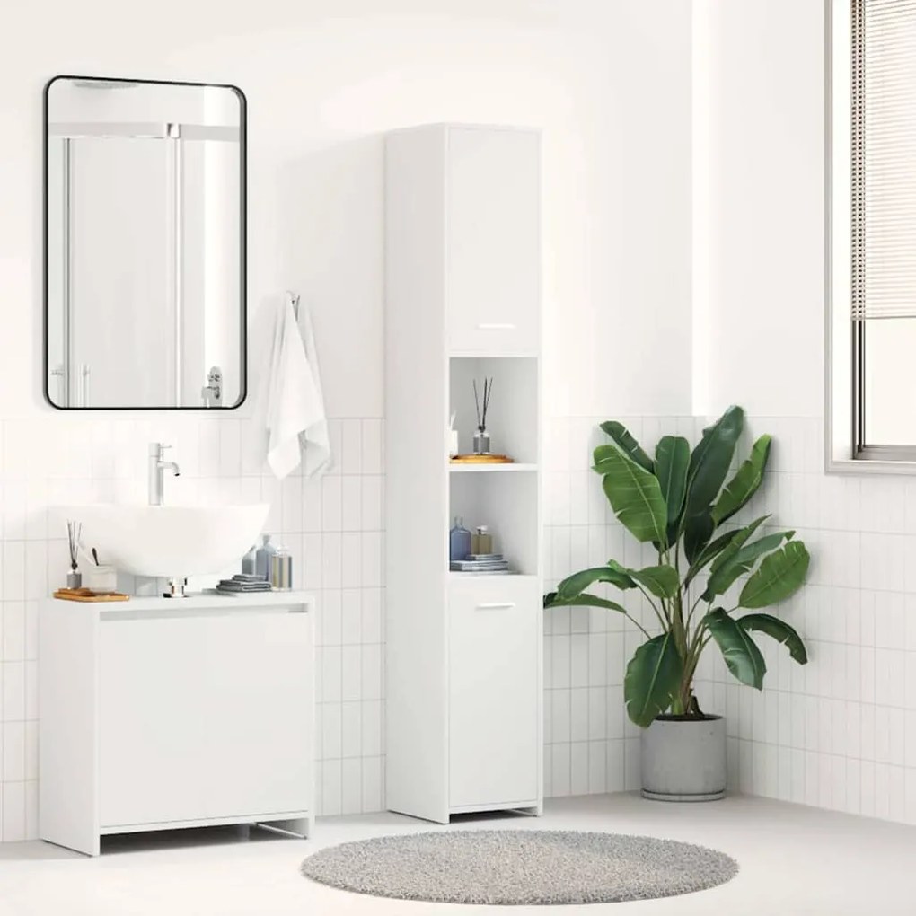 vidaXL Στήλη Μπάνιου Λευκή 30 x 30 x 183,5 εκ. από Επεξεργασμένο Ξύλο