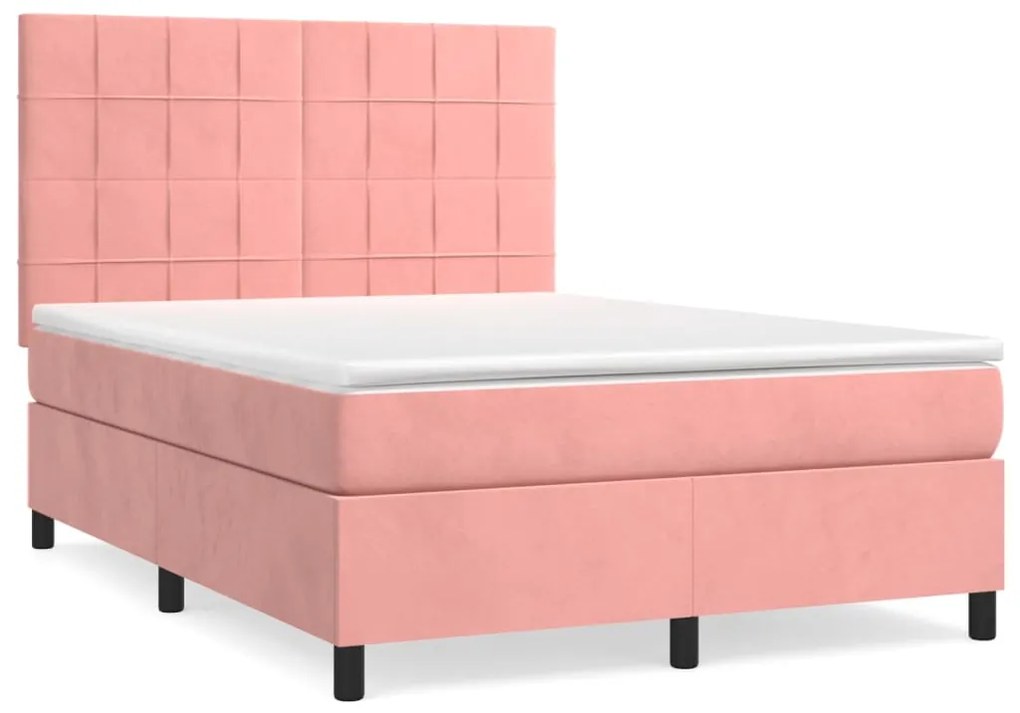 ΚΡΕΒΑΤΙ BOXSPRING ΜΕ ΣΤΡΩΜΑ ΡΟΖ 140X190 ΕΚ. ΒΕΛΟΥΔΙΝΟ 3143024