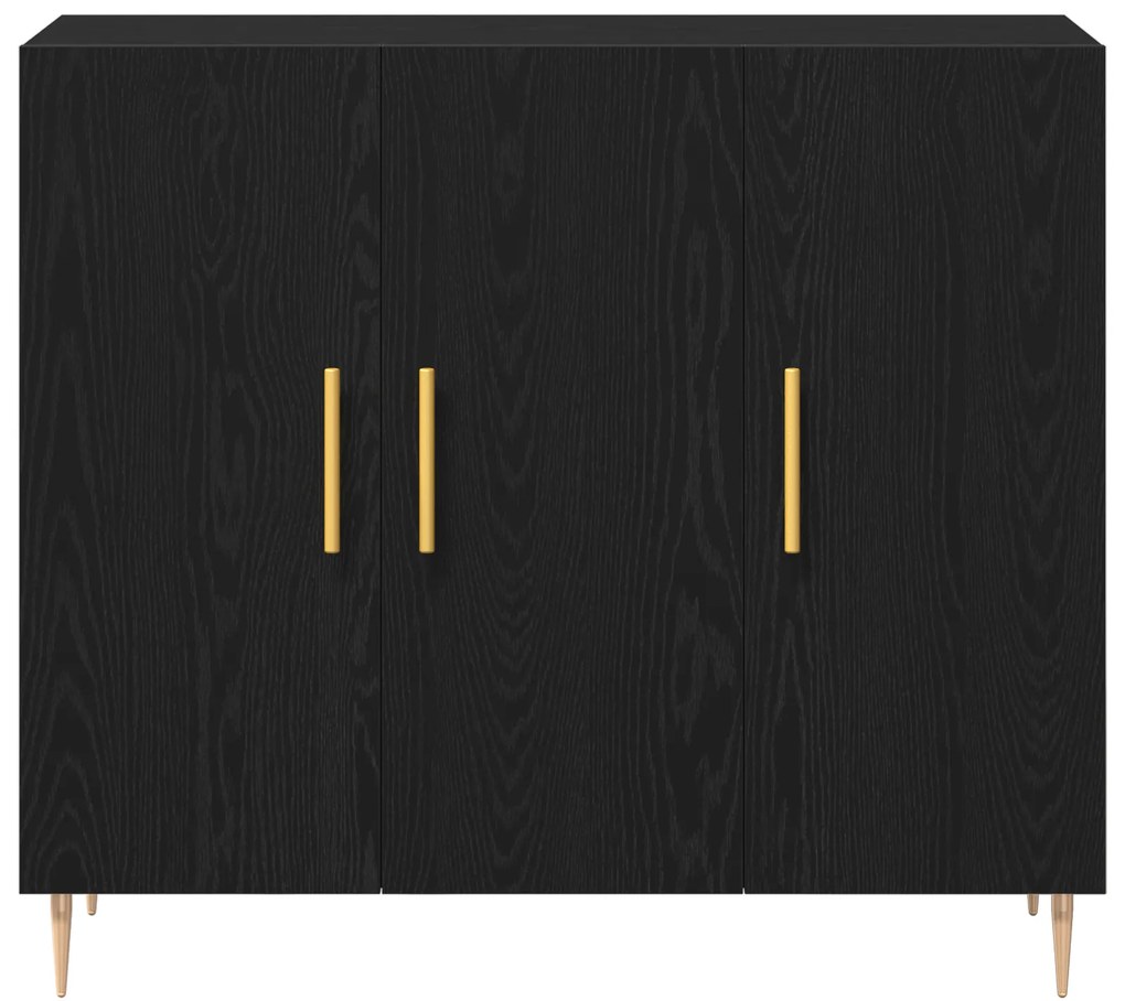 vidaXL Μαύρος Μπουφές Δρυς 90x34x80 εκ. Φτιαγμένος από ξύλο