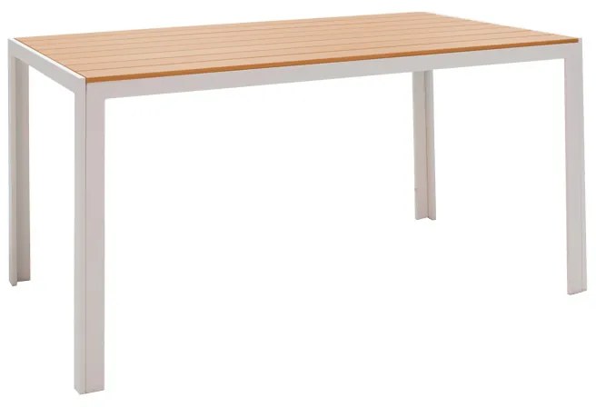 Τραπέζι Nares pakoworld αλουμίνιο λευκό-plywood φυσικό 140x80x72.5εκ
