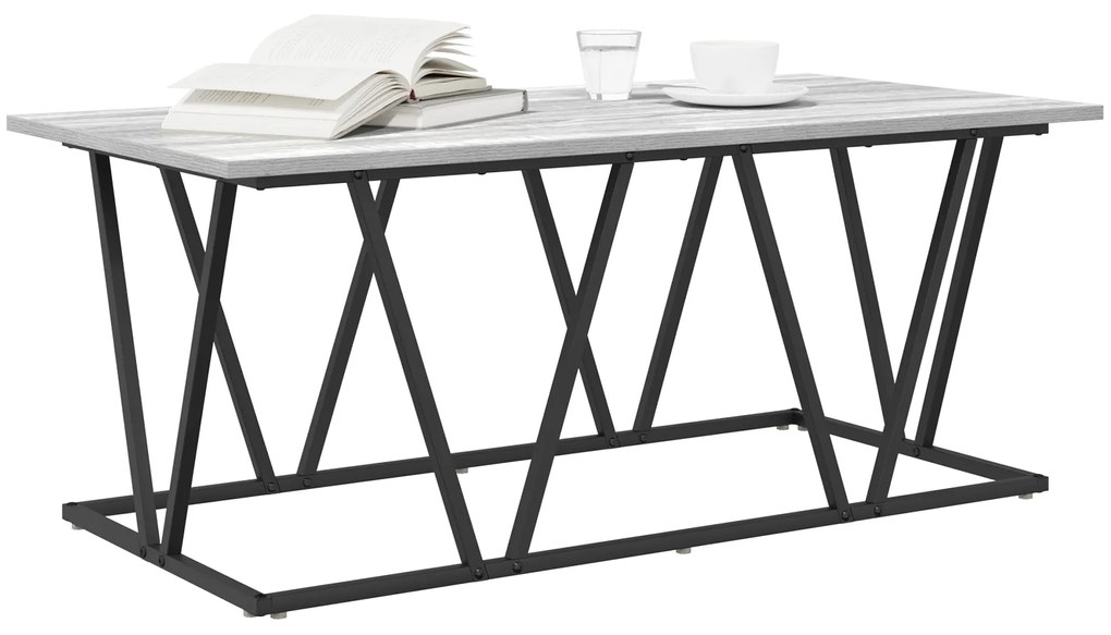 vidaXL Γκρι τραπέζι καφέ 100x50x40 εκ. Φτιαγμένο από επεξεργασμένο ξύλο και μέταλλο