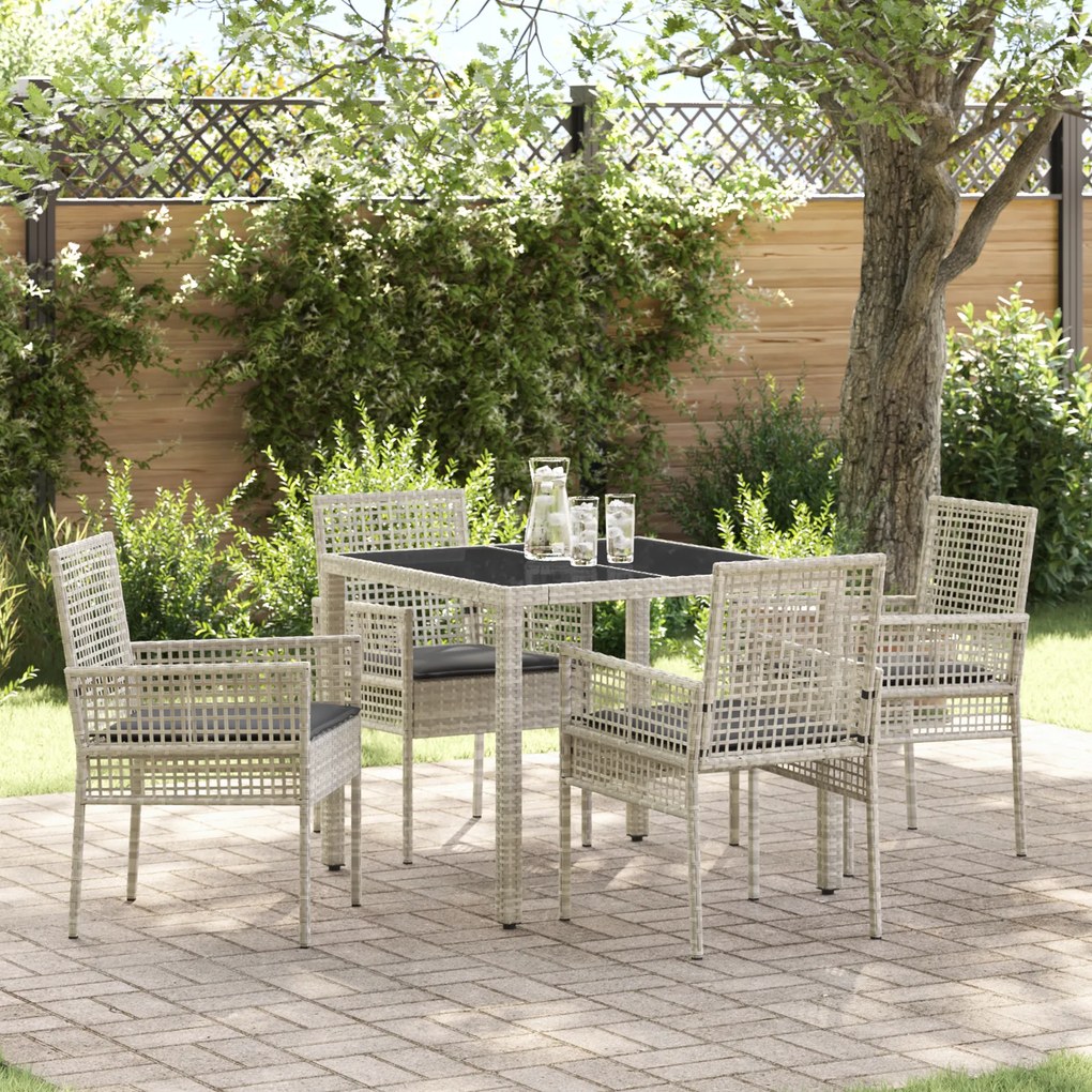 vidaXL Σέτ φαγητού για κήπο 5 pcs Ανοιχτό γκρι 90 x 90 x 75 cm