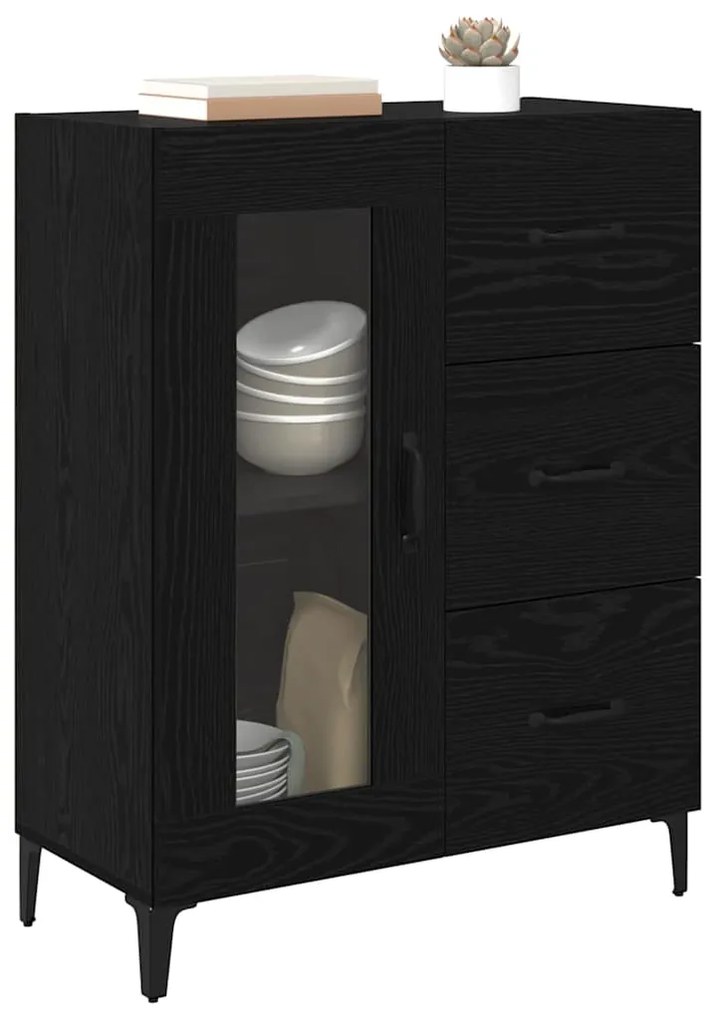 vidaXL Πλαϊνό γραφείο με συρτάρι Μαύρη Οξυά 69,5 x 34 x 90 εκ.