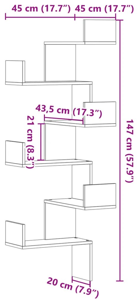 ΓΩΝΙΑΚΗ ΡΑΦΙΕΡΑ ΤΟΙΧΟΥ ΛΕΥΚΗ 45X45X147 ΕΚ. ΑΠΟ ΜΟΡΙΟΣΑΝΙΔΑ 852636