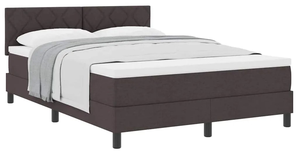 vidaXL Κρεβάτι box spring με στρώμα Σκούρο Καφέ 140 x 200 cm ύφασμα