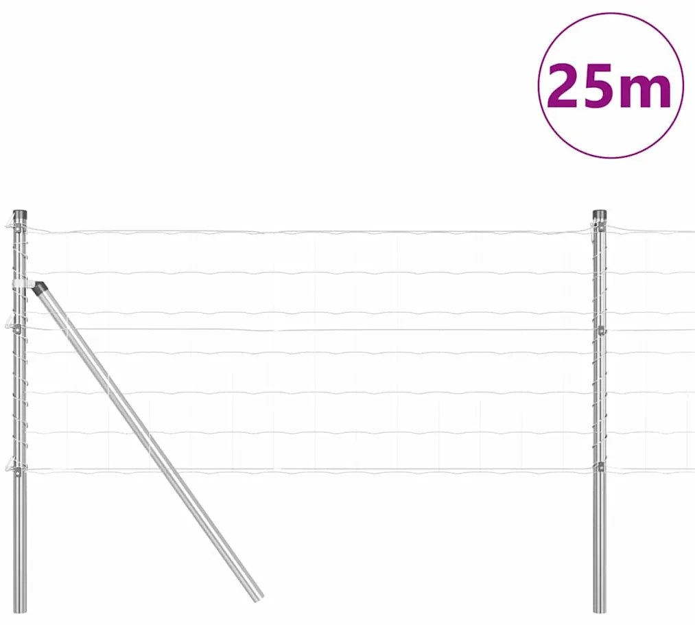 vidaXL Φράχτης με Στήλες. Ασημί 0.8 x 25 m Ατσάλι