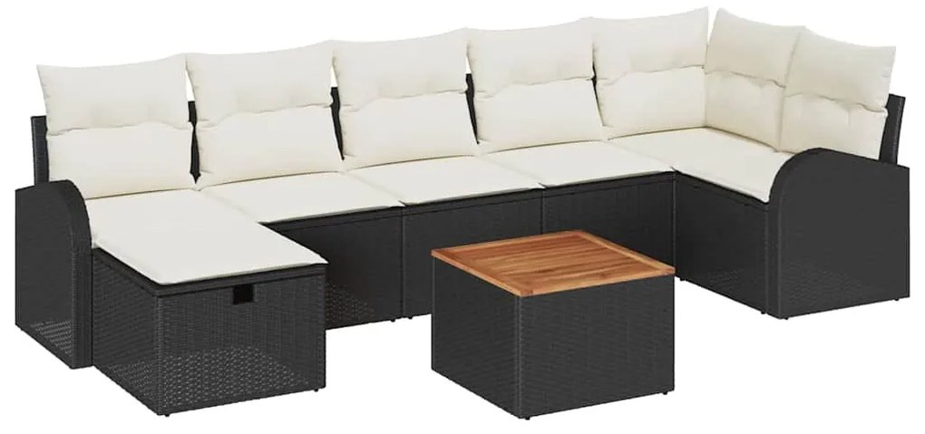 vidaXL Σετ Καναπέ Κήπου με μαξιλάρι 8 pcs Μαύρο Πολυ ράταν