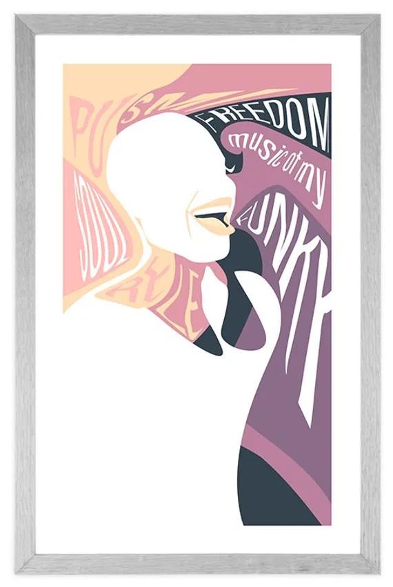 Αφίσα με παρπαστού Γυναίκα με αφιέρωση σε απαλά χρώματα - 30x45 silver