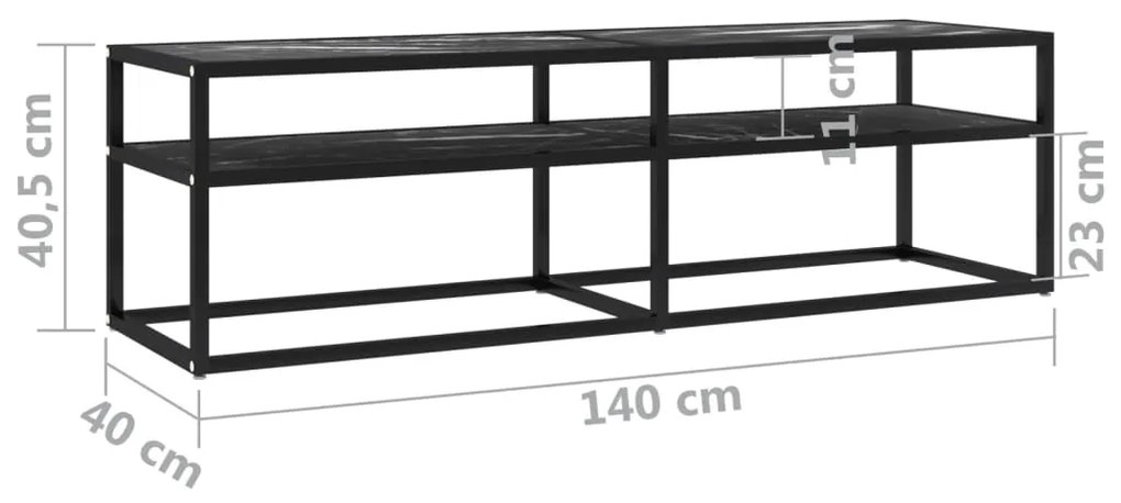 vidaXL Έπιπλο Τηλεόρασης Λευκό Όψη Μαρμάρου 140x40x40,5εκ Γυαλί Ασφαλ.