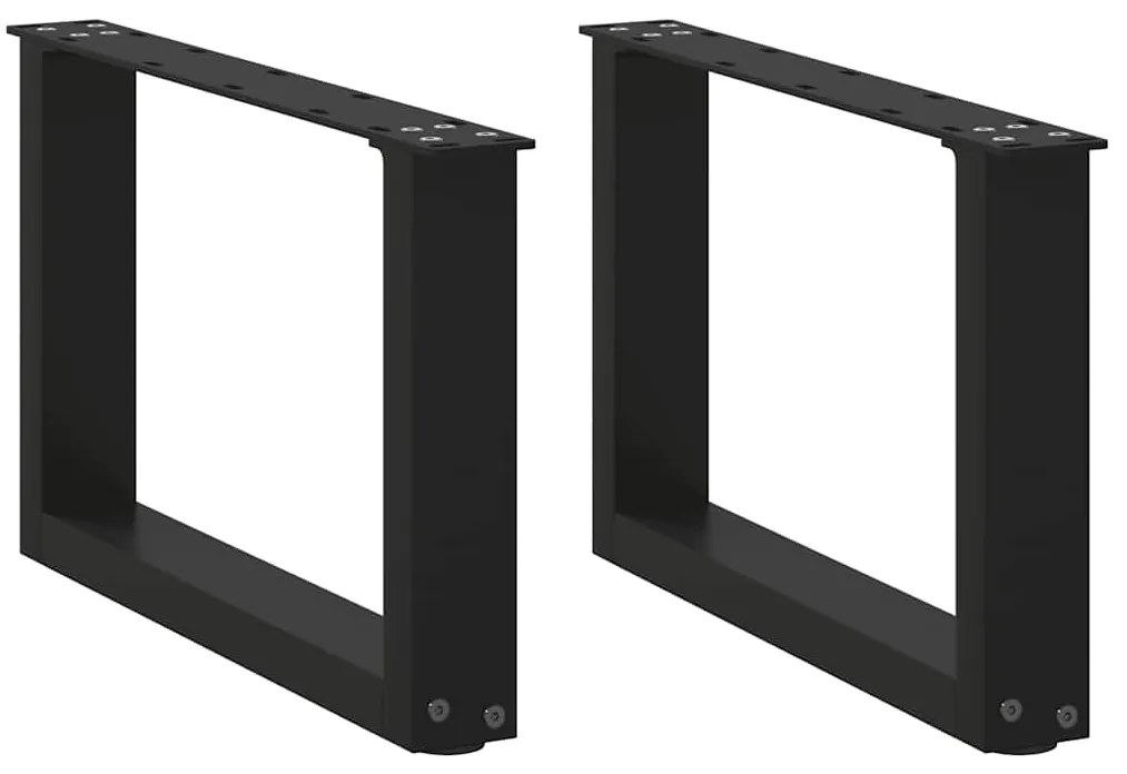 Πόδια Τραπεζιού Σαλονιού σε Σχήμα U 2 τεμ. Μαύρο 50x(30-31) εκ. Ατσάλι