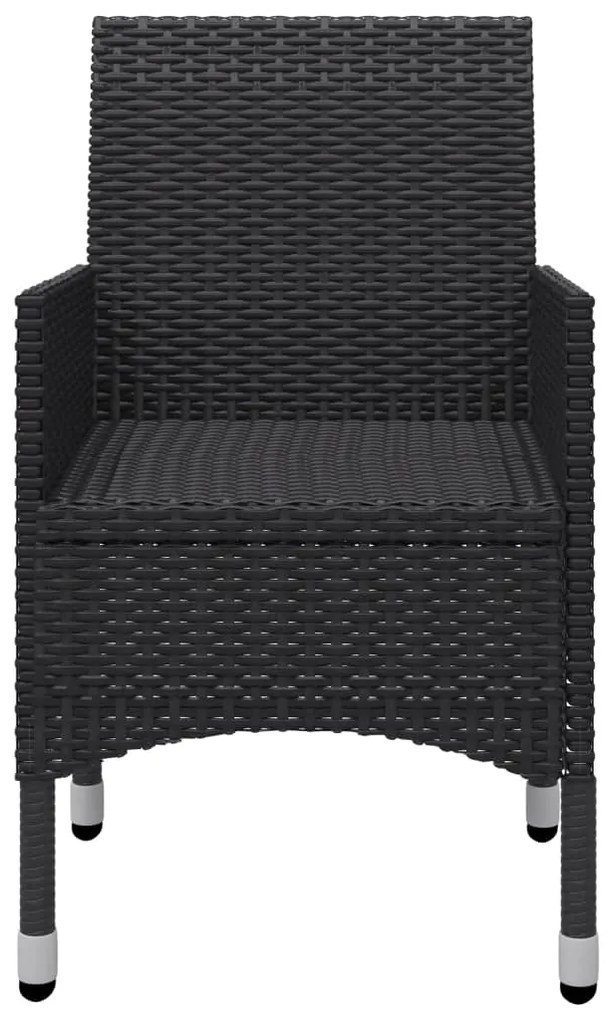 vidaXL Σετ Επίπλων Mπιστρό 3 τεμ. Μαύρο Συνθετικό Ρατάν/Ψημένο Γυαλί