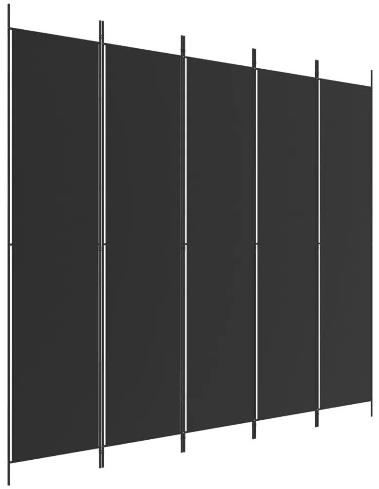 Διαχωριστικό Δωματίου με 5 Πάνελ Μαύρο 250x220 εκ. από Ύφασμα - Μαύρο