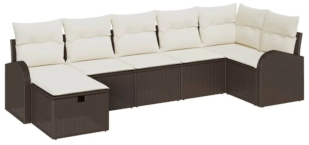 vidaXL Σετ Καναπέ Κήπου 7 pcs Καφέ και κρεμ 289 x 124 x 85 εκ.