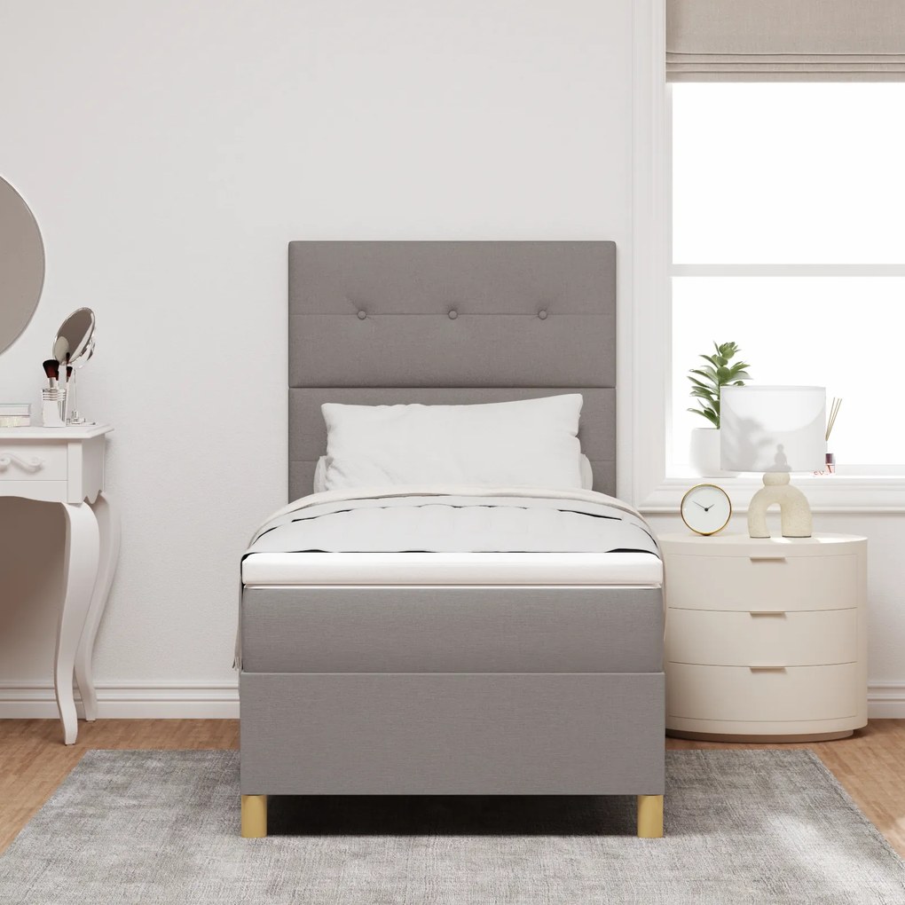 vidaXL Κρεβάτι Box Spring με Στρώμα & LED Ταπές 90x190 εκ Υφάσματος