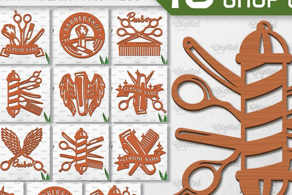 Intra απο ξύλο plywood 3mm-4mm πάχος Δέσμη κοπής με λέιζερ επιγραφές κουρείου Δίασταση 30x20 cm INTRAFABR-98541167