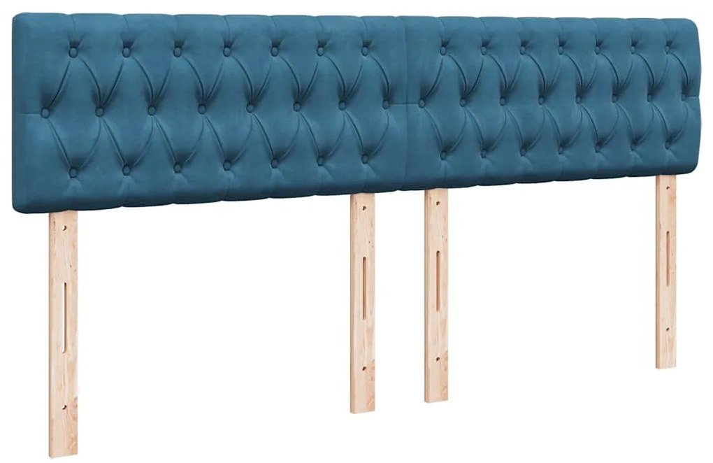 vidaXL Κρεβάτι Boxspring με Στρώμα Μπλε 200x200 εκ. Βελούδινο