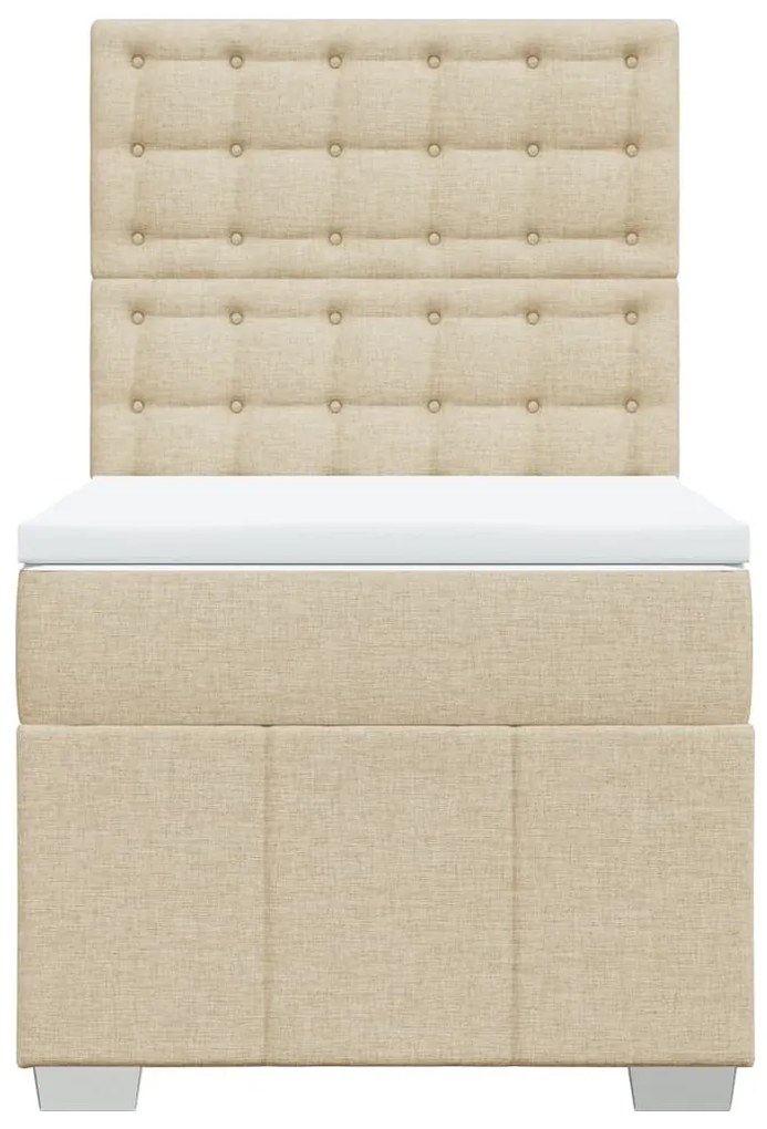 Κρεβάτι Boxspring με Στρώμα Κρεμ 80 x 200 εκ. Υφασμάτινο - Κρεμ