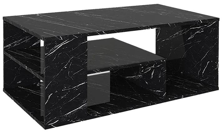 Τραπεζάκι σαλονιού Abdera Megapap χρώμα μαύρο εφέ μαρμάρου 110x60x42εκ. - 0242775