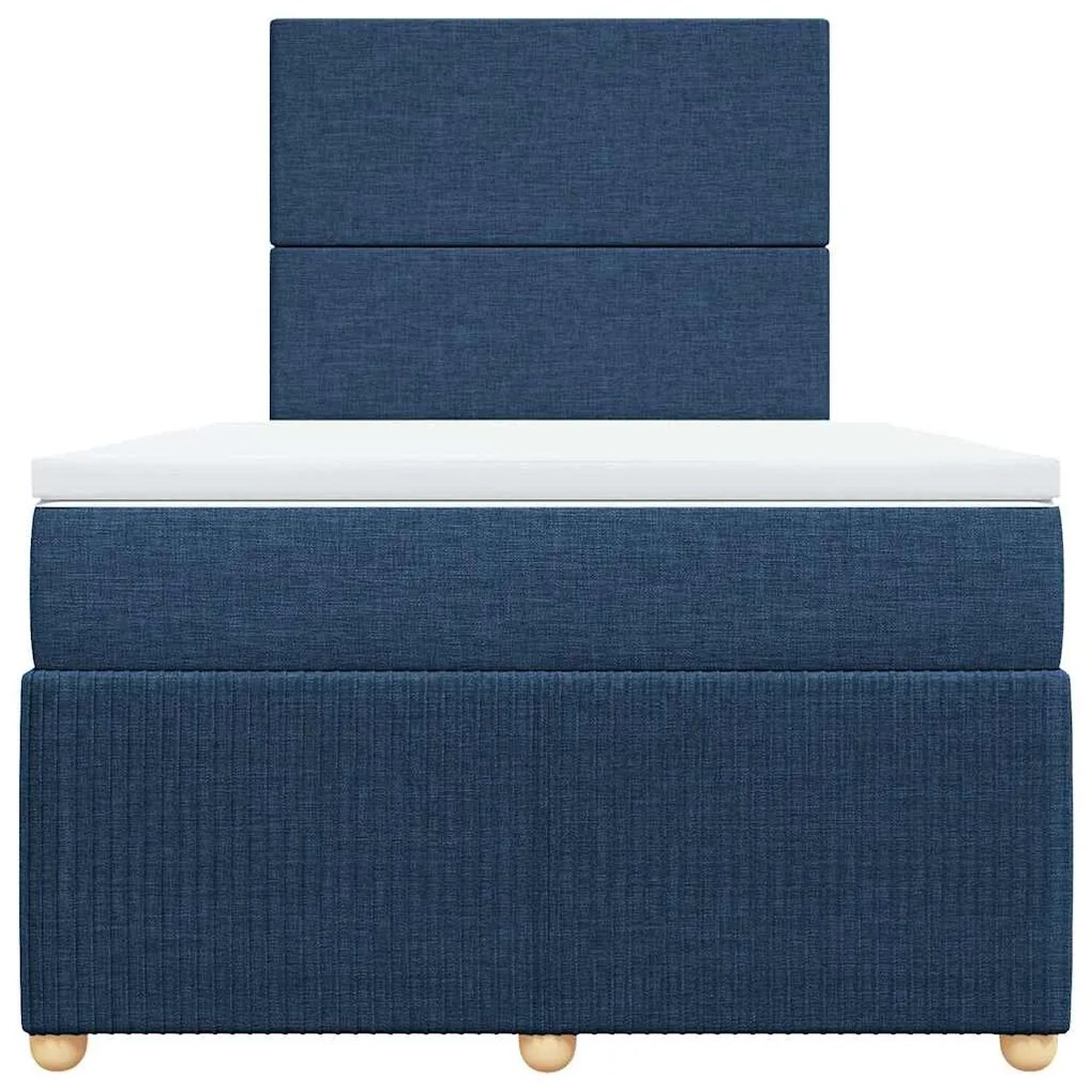 vidaXL Κρεβάτι Boxspring με Στρώμα Μπλε 120x190 εκ. Υφασμάτινο