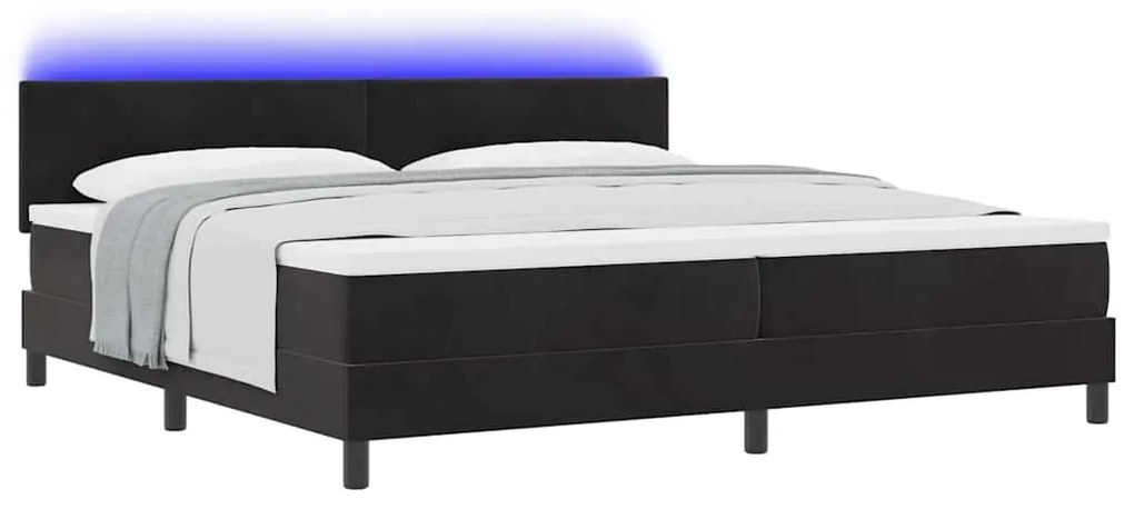 vidaXL Κρεβάτι με ελατήρια με στρώμα Μαύρο 200 x 200 cm Βελούδο