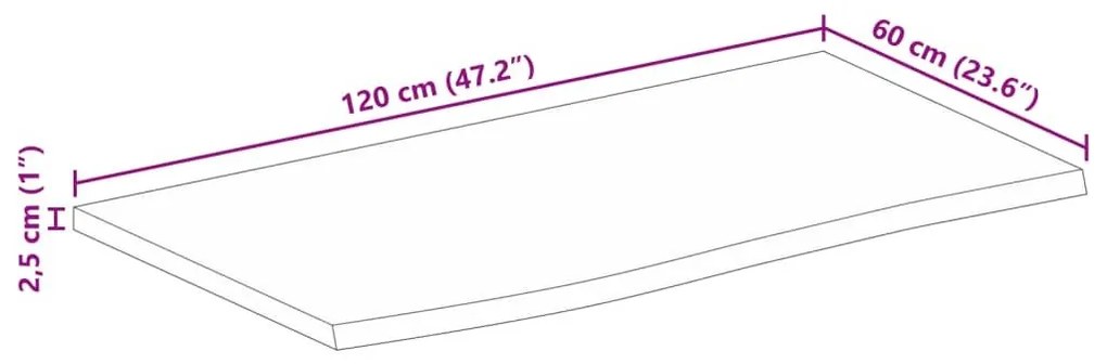 Επιφάνεια Τραπεζιού 120x60x2,5 εκ. Live Edge Μασίφ Ξύλο Μάνγκο - Καφέ