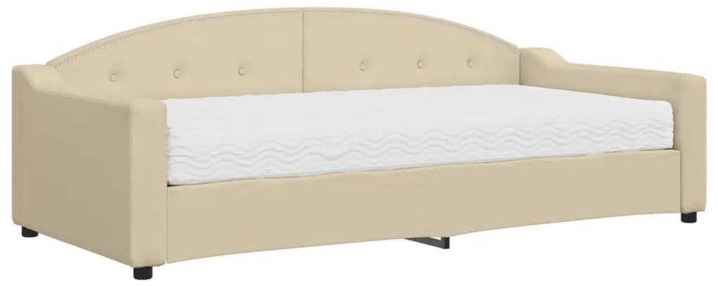 vidaXL Καναπές Κρεβάτι με Στρώμα Κρεμ 90 x 200 εκ. Υφασμάτινο