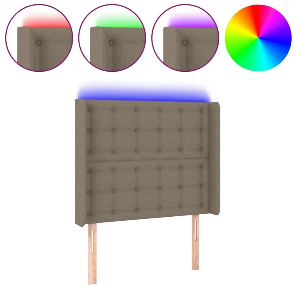 vidaXL Κεφαλάρι Κρεβατιού LED Taupe 103x16x118/128 εκ. Υφασμάτινο