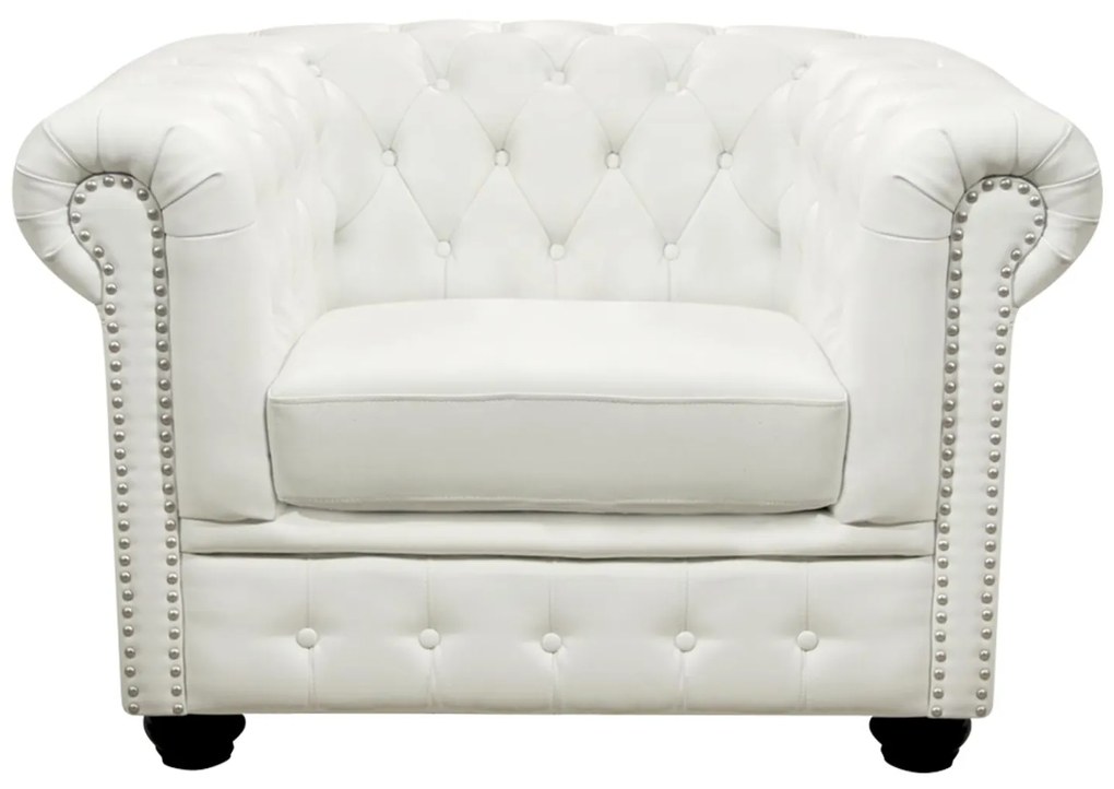 Πολυθρόνα POLINA C3011.02 PU Λευκό Ματ Τύπου Chesterfield 110x90x73Y εκ. 110x90x73 εκ.