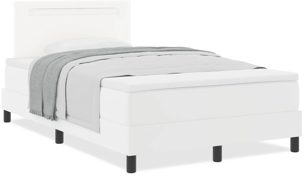 vidaXL Κρεβάτι με Στρώμα Λευκό, 120 x 200 εκ., Από Συνθετικό Δέρμα